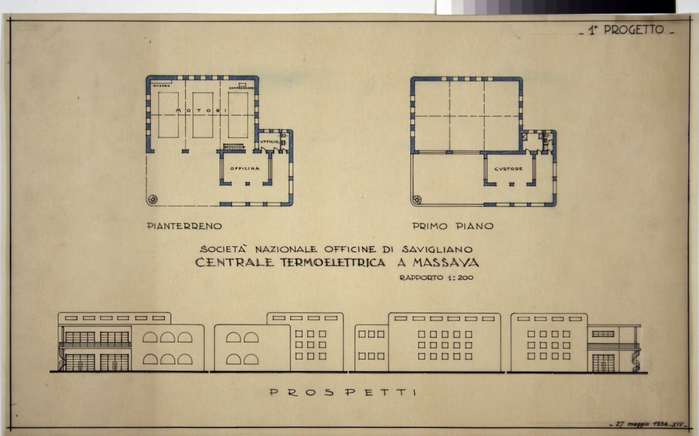 Società Nazionale Officine di Savigliano / Centrale termoelettrica a Massaua / I progetto, Piante e Prospetti