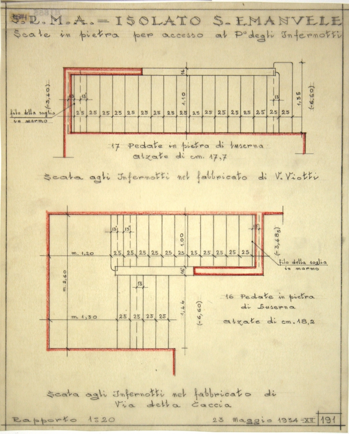 Scale in pietra per accesso al piano degli infernotti