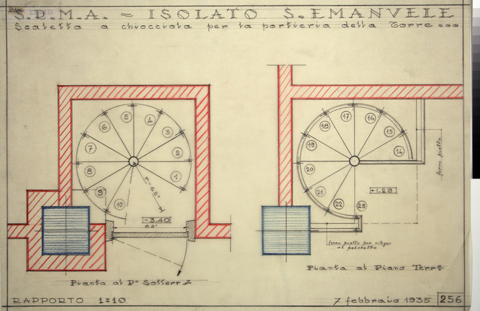 ISOLATO/S. EMANUELE , scaletta a chiocciola per la portineria della torre