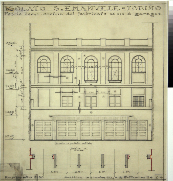 ISOLATO/S. EMANUELE , fronte verso il cortile del fabbricato ad uso di garages