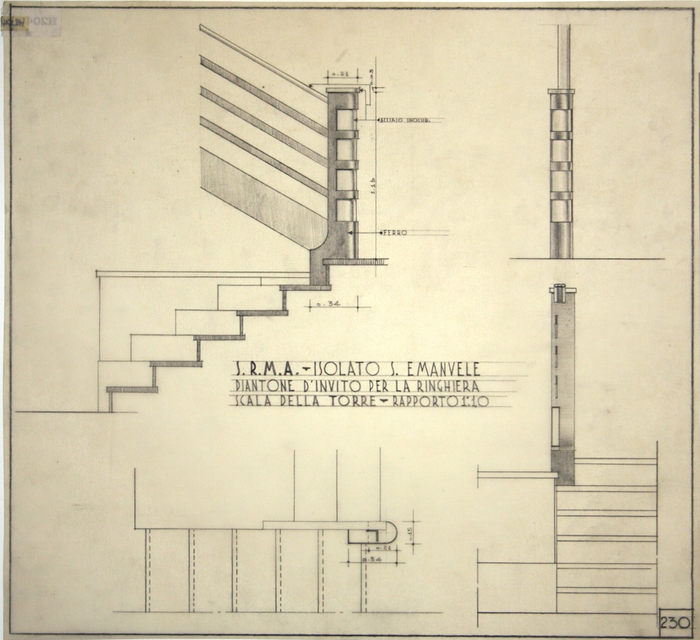 ISOLATO/S. EMANUELE , piantone d'invito per la ringhiera della scala della torre