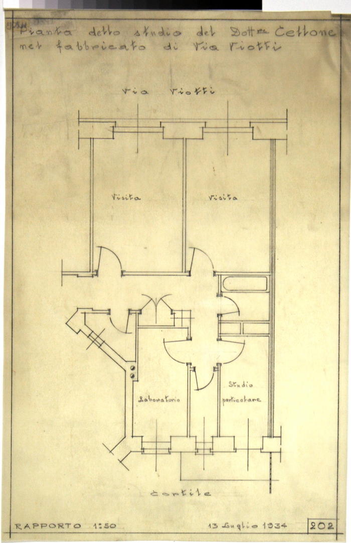 ISOLATO/S. EMANUELE , Pianta dello studio del Dott. Cellone nel fabricato di Via Viotti