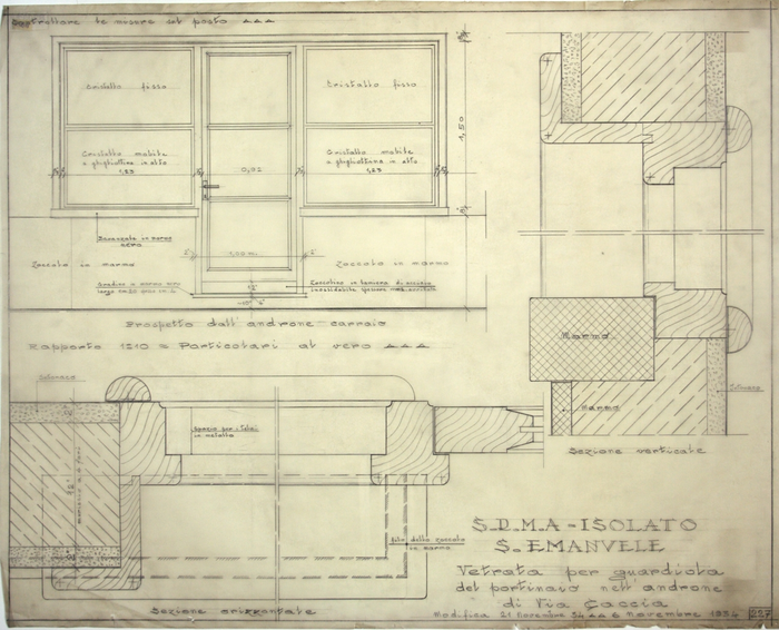 ISOLATO/S. EMANUELE , Vetrata per guardiola del porticino nell'androne di Via Caccia