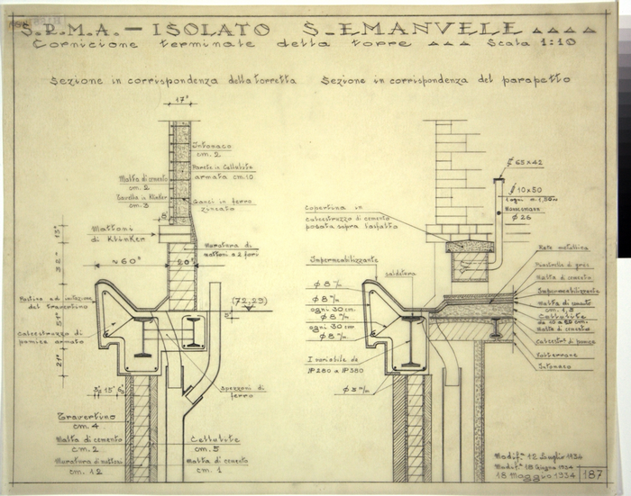 Cornicione terminale della torre