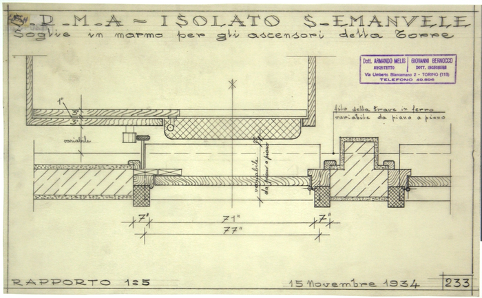 ISOLATO/S. EMANUELE , soglie in marmo per gli ascensori della torre