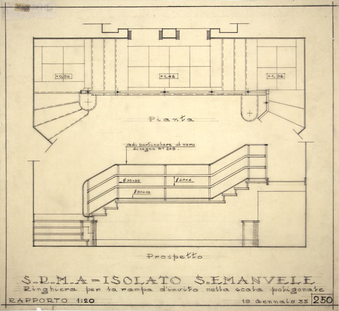 ISOLATO/S. EMANUELE , ringhiera per la rampa d'invito per la scala poligonale