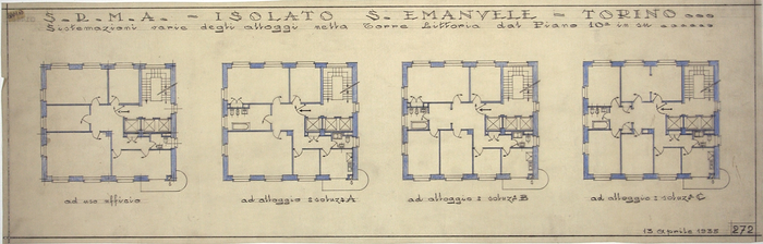 ISOLATO/S. EMANUELE , sistemazioni varie alloggi nella Torre Littoria dal piano decimo in su