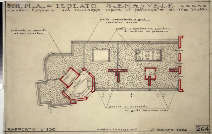 ISOLATO/S. EMANUELE , pavimentazione del terrazzo sopra il fabbricato di via Viotti