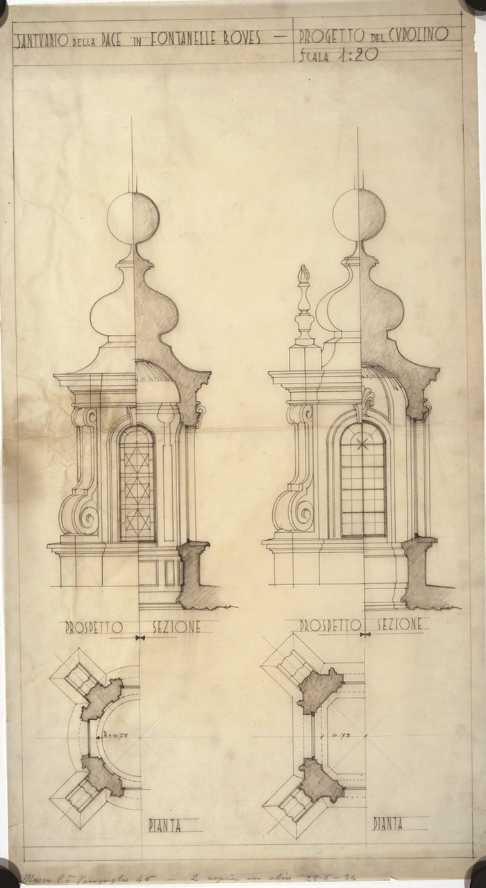 Giovanni Clemente, progetto del cupolino del Santuario Regina Pacis di Fontanelle, Boves, 1934