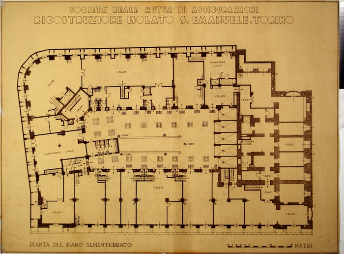 ISOLATO S. EMANUELE A TORINO , pianta del piano seminterrato