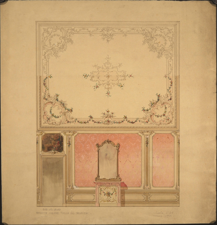 ditta Carlo Musso, bozzetto per la decorazione del salone di Villa De Vecchi, Lanzo Torinese, 1921.