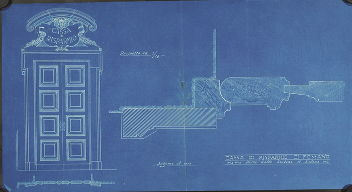 [Giovanni Clemente], Cassa di Risparmio di Fossano, porta dallo scalone al salone, Fossano, 1921.