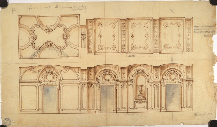 Carlo Musso, progetto di decorazione della galleria della palazzina Garbaccio, 1913.