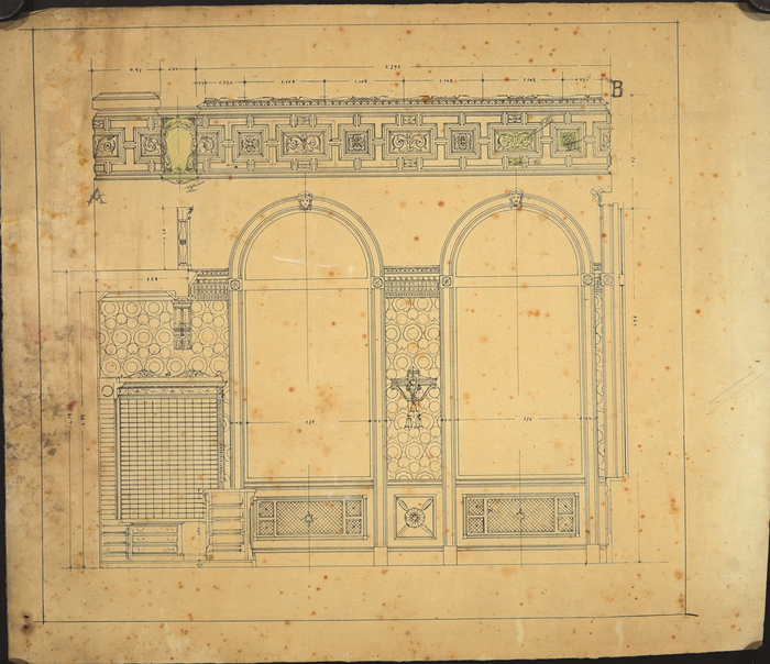 Annibale Rigotti, progetto dell'apparato decorativo della Banca Commerciale Italiana e Agenzia delle Ferrovie dello Stato a Londra, 1914.