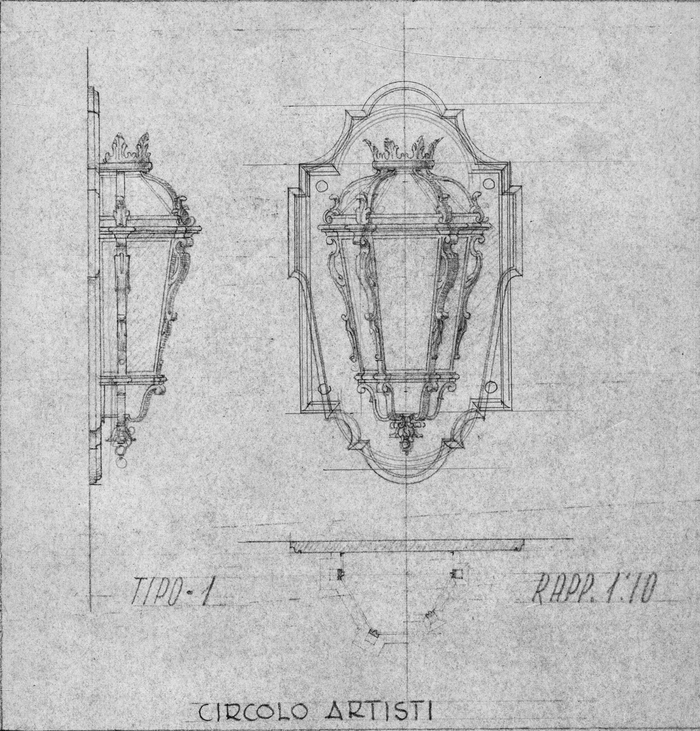 Giovanni Clemente, bozzetto per una lampada a parete per il Circolo degli Artisti di Torino, s.d.