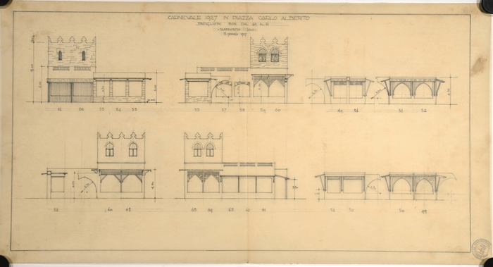 Paolo Musso, progetto di architettura effimera da realizzare in piazza Carlo Alberto per il Carnevale, Torino, 1927.