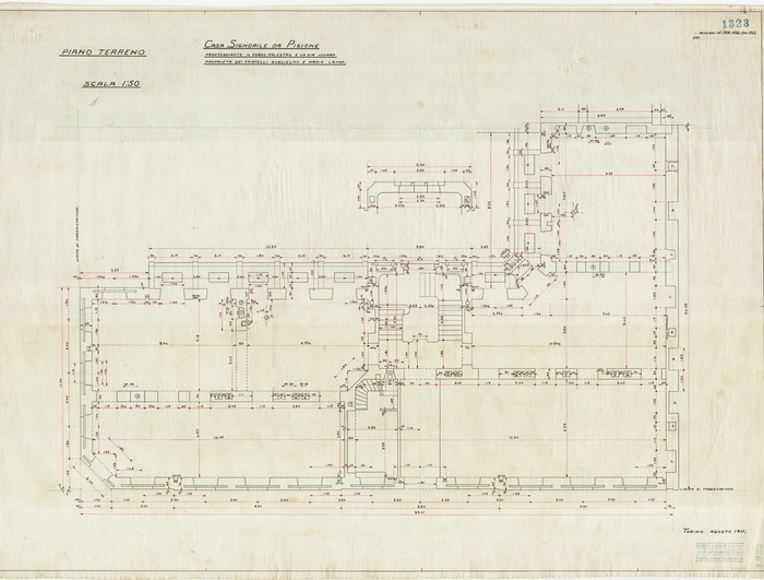 Lange, CASA SIGNORILE DA PIGIONE - PROPRIETA' G. e M. LANGE - Torino, CASA SIGNORILE DA PIGIONE / PIANO TERRENO, 1323, Agosto 1911