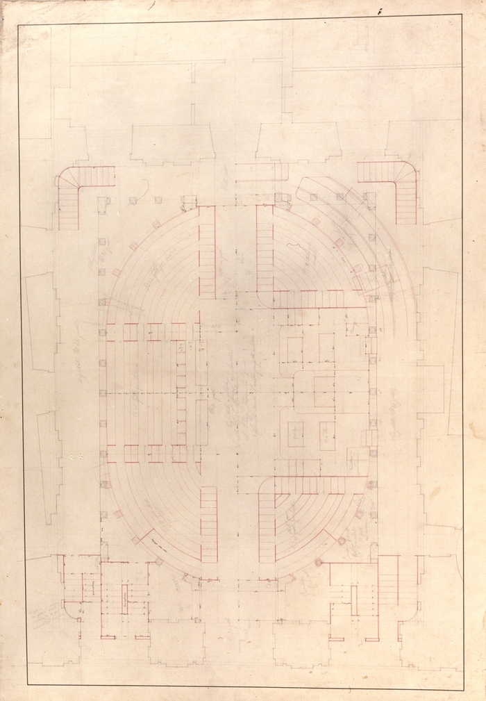 Melano Ernst, aula del Senato Subalpino in Palazzo Madama,  pianta