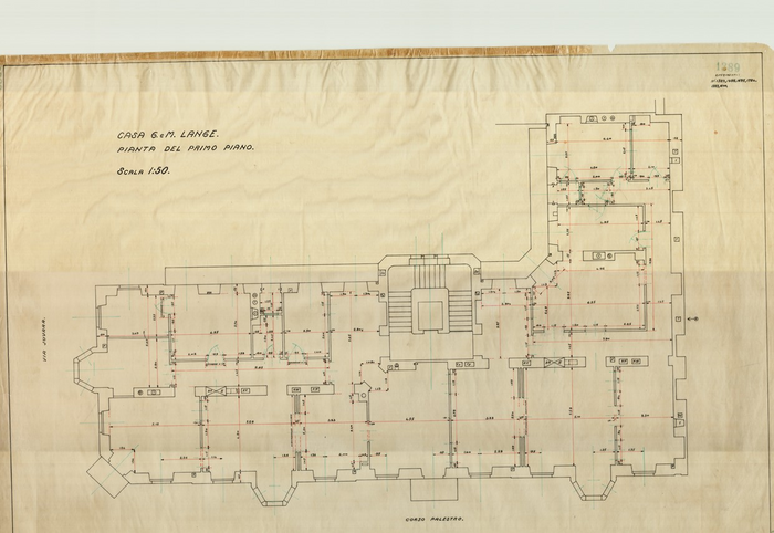 Lange, CASA SIGNORILE DA PIGIONE - PROPRIETA' G. e M. LANGE - Torino, CASA G. e M. LANGE. / PIANTA DEL PRIMO PIANO, 1389, 3 Giugno 1913