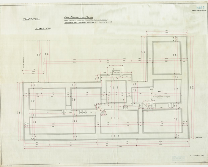Lange, CASA SIGNORILE DA PIGIONE - PROPRIETA' G. e M. LANGE - Torino CASA SIGNORILE DA PIGIONE / FONDAZIONI, 1313, 9 Maggio 1911