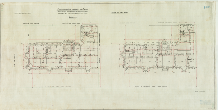 Lange, CASA SIGNORILE DA PIGIONE - PROPRIETA' G. e M. LANGE - Torino, Pianta del secondo e terzo piano, 1305, Marzo 1911