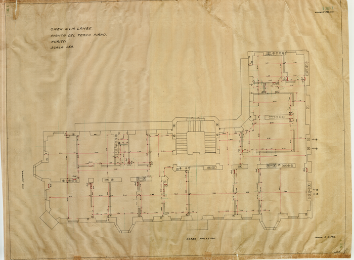Lange, CASA SIGNORILE DA PIGIONE - PROPRIETA' G. e M. LANGE - Torino, CASA G. e M. LANGE / PIANTA DEL TERZO PIANO, 1391, 3 Maggio 1913