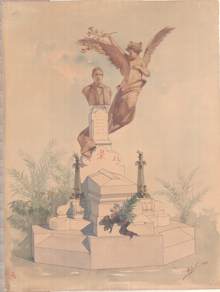 Carlo Musso, bozzetto per la tomba Magnini, cimitero di Cagliari, 1900