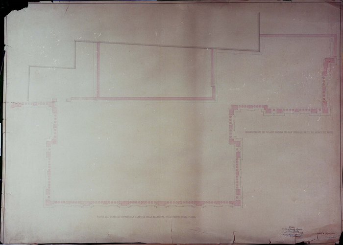 Melano Ernst, INGRANDIMENTO DEL PALAZZO MADAMA PER FAR LUOGO AGLI UFFIZI DEL SENATO DEL REGNO / PIANTA DEL TERRAZZO DEL PALAZZO MADAMA COPRENTE LA FABBRICA COLLA BALAUSTRA SULLE FRONTI DELLA PIAZZA, 1855 Giugno 30 ; 1860 Novembre 24