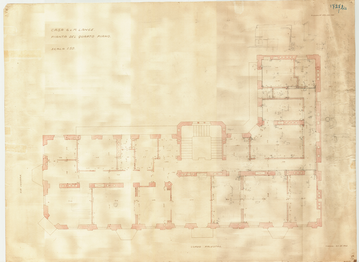 Lange, CASA SIGNORILE DA PIGIONE - PROPRIETA' G. e M. LANGE - Torino, CASA G. e M. LANGE / PIANTA DEL QUARTO PIANO, 1727bis, 21 Aprile 1913