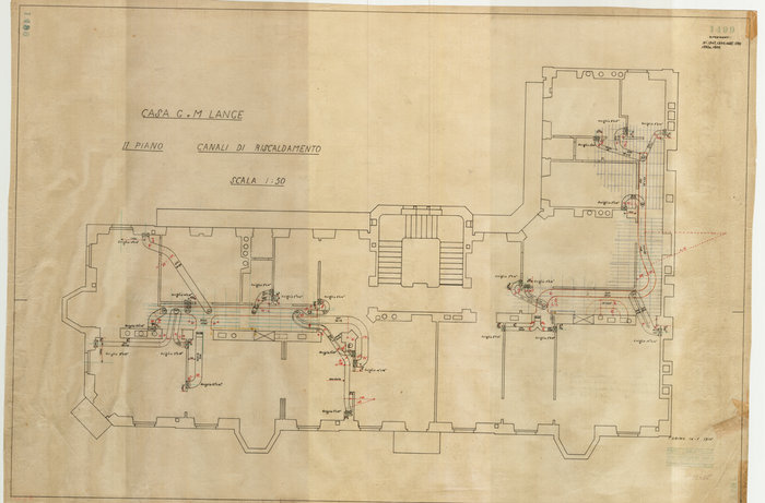 Lange, CASA SIGNORILE DA PIGIONE - PROPRIETA' G. e M. LANGE - Torino, CASA G. e M. LANGE / II PIANO / CANALI DI RISCALDAMENTO, 1499, 4 Gennaio 1915