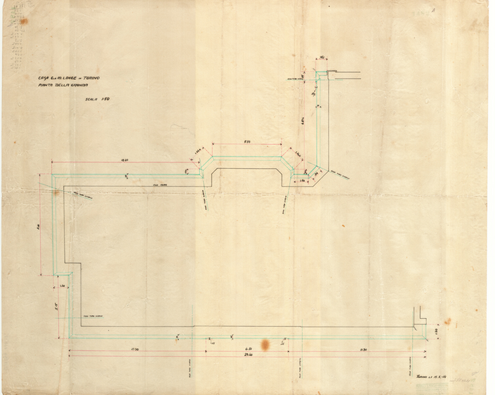 Lange, CASA SIGNORILE DA PIGIONE - PROPRIETA' G. e M. LANGE - Torino, CASA G. e M. LANGE IN TORINO / PIANTA DELLA GRONDA, 1482A, 15 Ottobre 1914