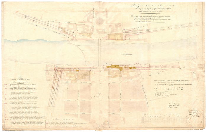 Mosca, famiglia (ex DICAS), Piano generale dell'ingrandimento di Torino verso il Po coll'indicazione del progetto complessivo delli accessori al ponte tanto a sinistra che a destra del fiume., 3 Agosto 1829