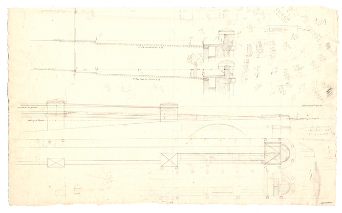 Mosca, famiglia (ex DICAS), Disegni relativi al Muro di Cala d'imbarco. Sezioni e profili., 1839