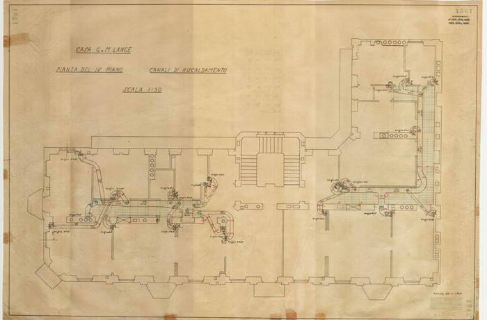 Lange, CASA SIGNORILE DA PIGIONE - PROPRIETA' G. e M. LANGE - Torino, CASA G. e M. LANGE / PIANTA DEL IV PIANO / CANALI DI RISCALDAMENTO, 1501, 7 Gennaio 1915