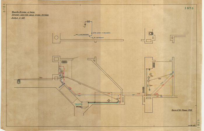 Lange, CASA SIGNORILE DA PIGIONE - PROPRIETA' G. e M. LANGE - Torino, CASA G. e M. LANGE IN TORINO / IMPIANTI SANITARI NELLO STUDIO PITTORE, 1875, 20 Maggio 1922