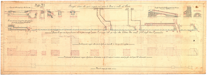 Mosca, famiglia (ex DICAS), Disegni relativi alle opere eseguite sul muro di Quai a valle del Ponte, 1839