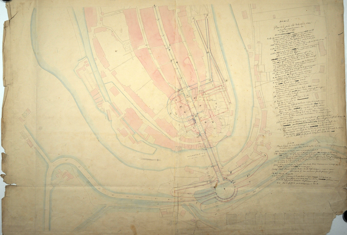 Mosca, famiglia (ex DICAS), Ponte sull' Aar a Berna, Plan de la partie Est de la ville de Berne sur le quel est indiquè la premiere idèe du pont sur l'Aar.