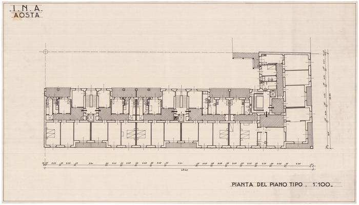 I.N.A., AOSTA, pianta quotata del piano tipo