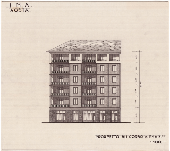 I.N.A., Aosta, prospetto su corso Vittorio Emanuele II