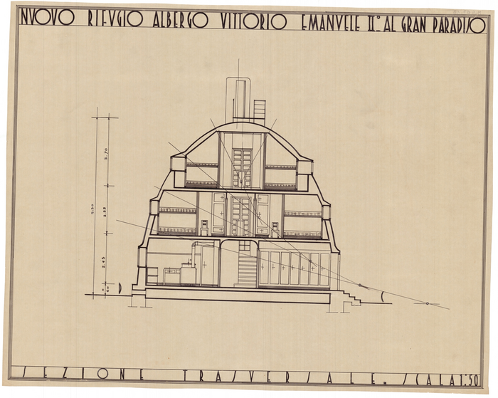 Rifugio albergo Vittorio Emanuele II al Gran Paradiso: sezione trasversale.