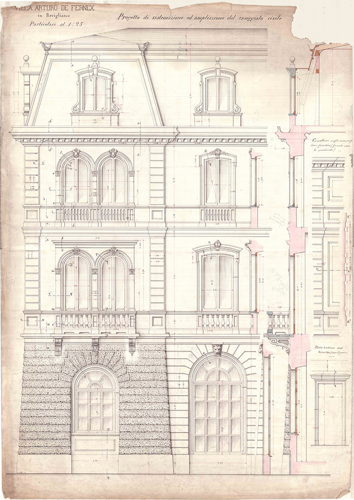 Enrico Petiti, Villa Arturo De Fernex, prospetto, 1870