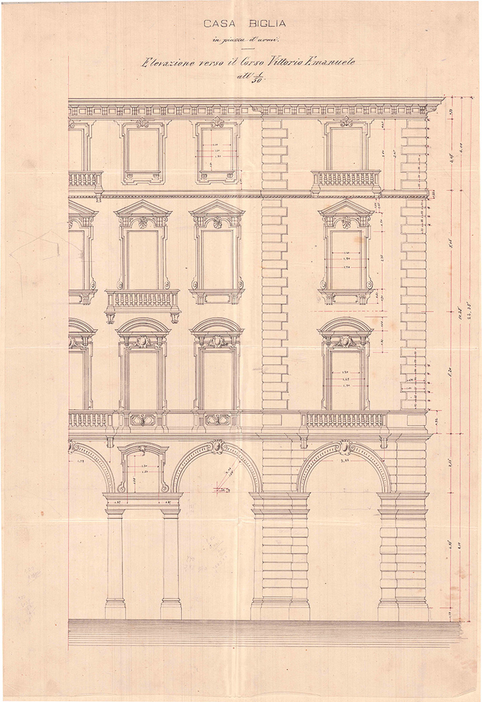 Enrico Petiti, Casa Biglia e Boasso,prospetto, 1878