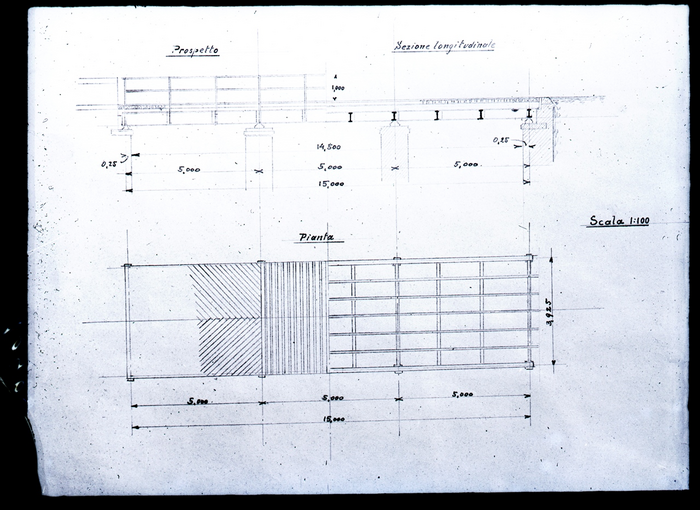SNOS, Ponte sul fiume Cecina, riproduzione di una tavola grafica, s.d.