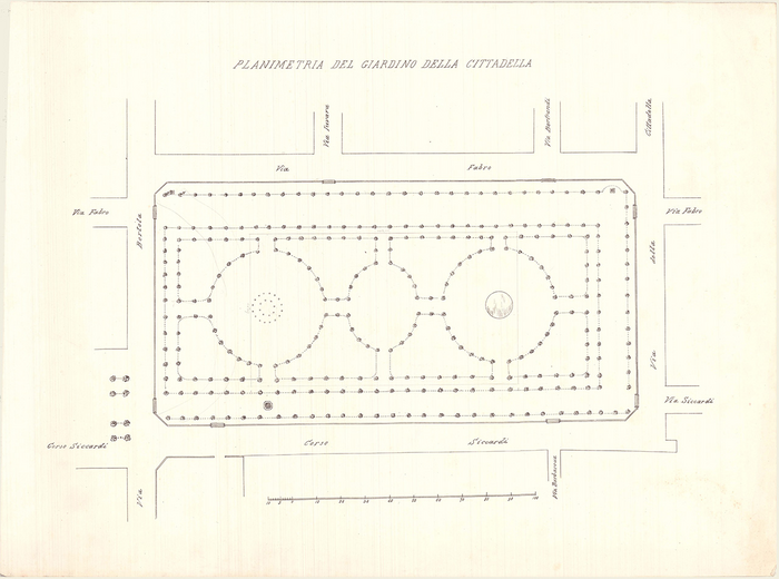 Enrico Petiti, Planimetria del Giardino della Cittadella, piazza Vincenzo Arbarello, Torino, s.d.