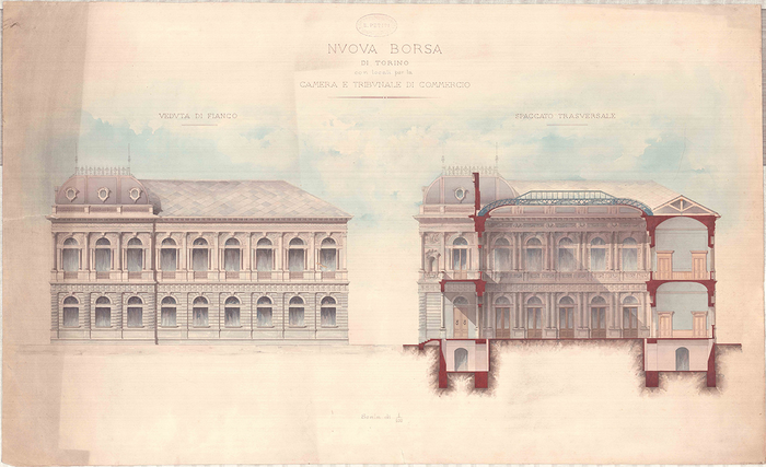 Enrico Petiti, Palazzo Borsa e Camera di Commercio in Torino, prospetti, s.d.