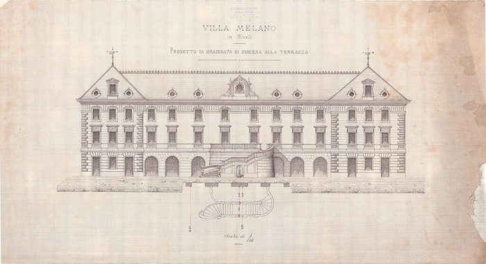Enrico Petiti,  Villa Melano, Rivoli, prospetto, 1887-91