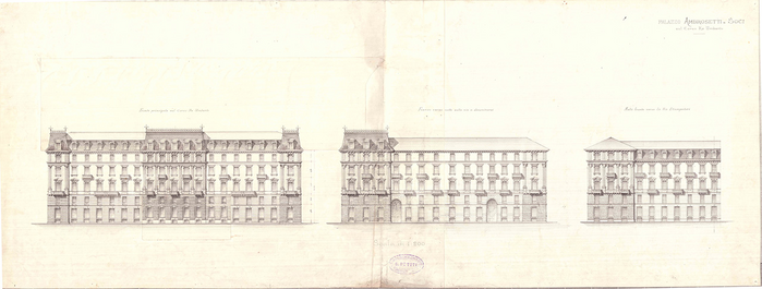 Enrico Petiti, casa Ambrosetti, corso Re Umberto, prospetti, 1886-92