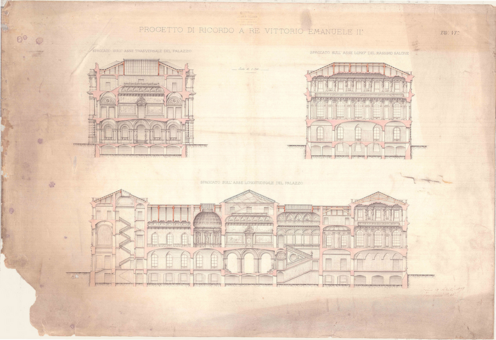 Enrico Petiti, Progetto di ricordo a Re Vittorio Emanuele II, sezioni, s.d.