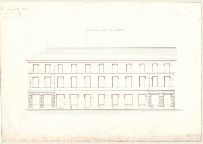 Enrico Petiti, Università israelitica, asilo infantile e collegio, via Galliari/via Sant'Anselmo, prospetto, 1883