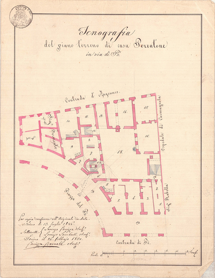 Enrico Petiti, Casa Perratone, via di Po, planimetria, s.d.